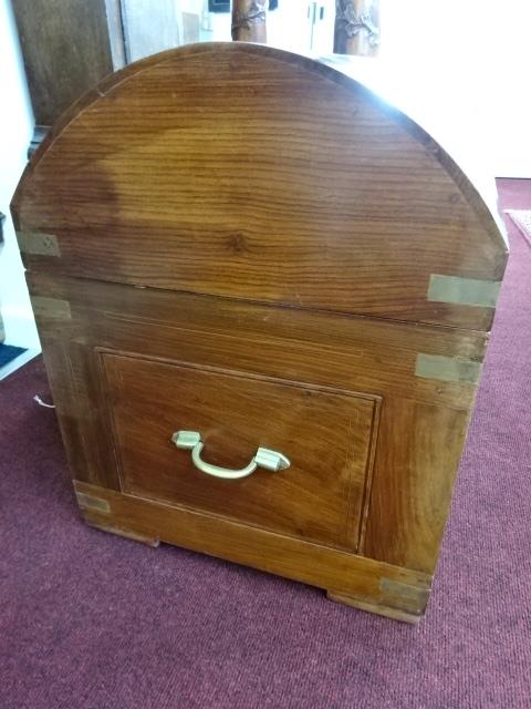 A nautical style chest with dome top, brass mounted, width 77cm. - Image 7 of 7