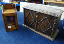 A walnut and brass bound writing slope (for restoration), and two smokers cabinets (3).