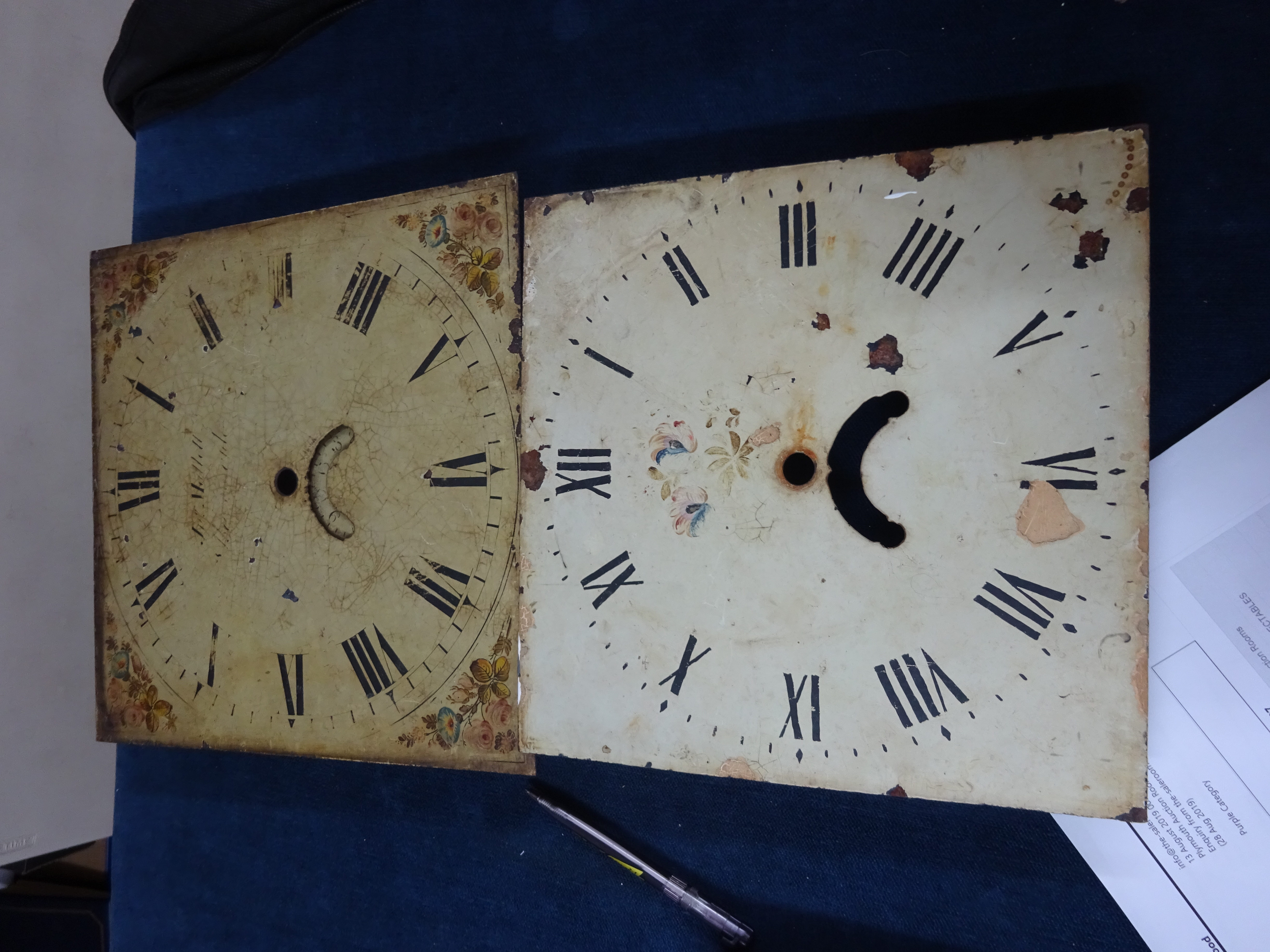 A Victorian dial clock, diameter 40cm (faults) together with a some longcase clock movements, - Image 2 of 3