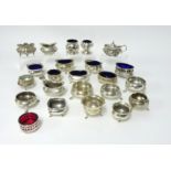 A collection of assorted silver salts, some lined, weighable silver approx. 33oz.