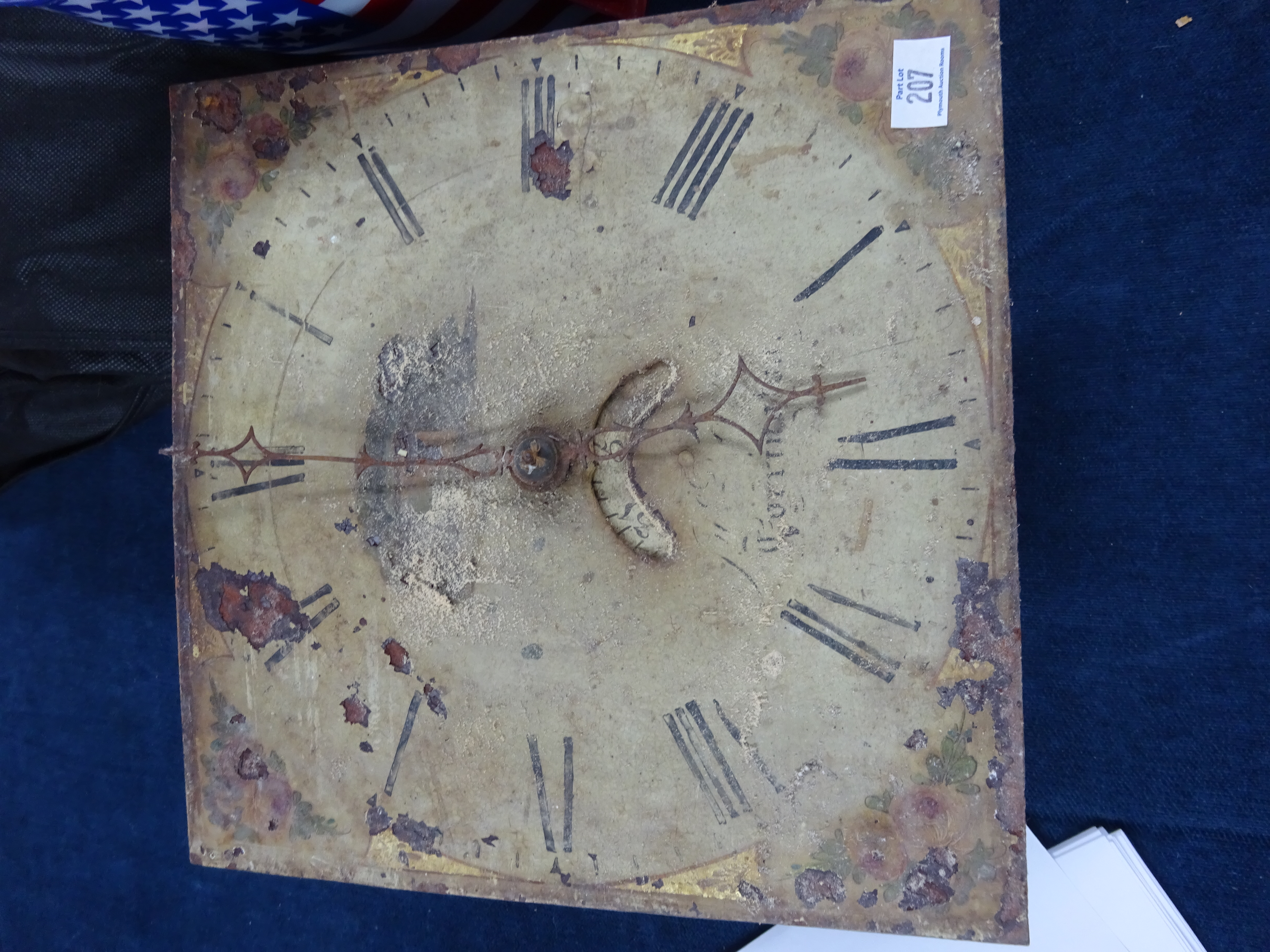A Victorian dial clock, diameter 40cm (faults) together with a some longcase clock movements, - Image 3 of 3