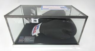 Sporting memorabilia, a signed Lonsdale boxing glove, reputedly Muhammed Ali, in presentation case.