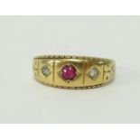 An 18ct ruby and diamond ring.