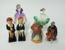 Six pairs of small Doulton figures including, Oliver Twist, David Copperfield, HN 3262,HN 3236, HN