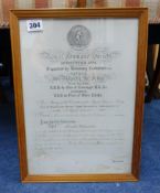 A Royal Humane Society, 11th September 1934, a signed certificate to Ronald Richardson for going