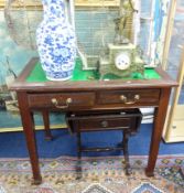 Four Ercol dining chairs, pair of reeded seat side chairs, a mahogany hall table fitted with two