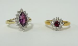 Two modern colour stone cluster dress rings (2).