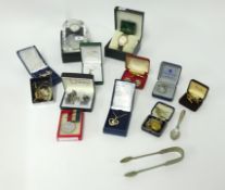 Various items of costume jewellery, modern coin watch, Royal Dalton glass clock, boxed jewellery,