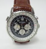 Rotary, a gents chronographed wristwatch, with leather strap, in working order.
