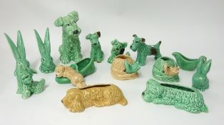 Sylvac Ware, a collection of animals 1930-1960 including Hare, Terrier, Kitten with wool, list and