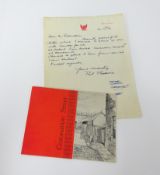 Of Coronation Street interest, an original hand written and signed letter by Pat Phoenix November