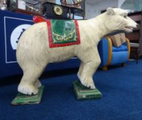 Early 20th century painted wood fair ground carousel Polar Bear, reputedly repainted by the well