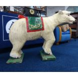 Early 20th century painted wood fair ground carousel Polar Bear, reputedly repainted by the well
