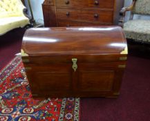 A nautical style chest with dome top, brass mounted, width 77cm.