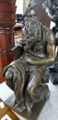 A bronze sculpture of Moses with a tablet with foundry mark, 'F.P.Sanson Hamburg', height 31cm.