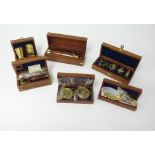 Six reproduction instruments, boxed.