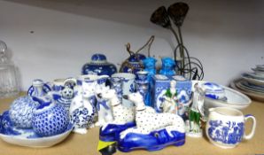 A collection of various Luminite chinaware's, reproduction Staffordshire Chinese ginger jars, and