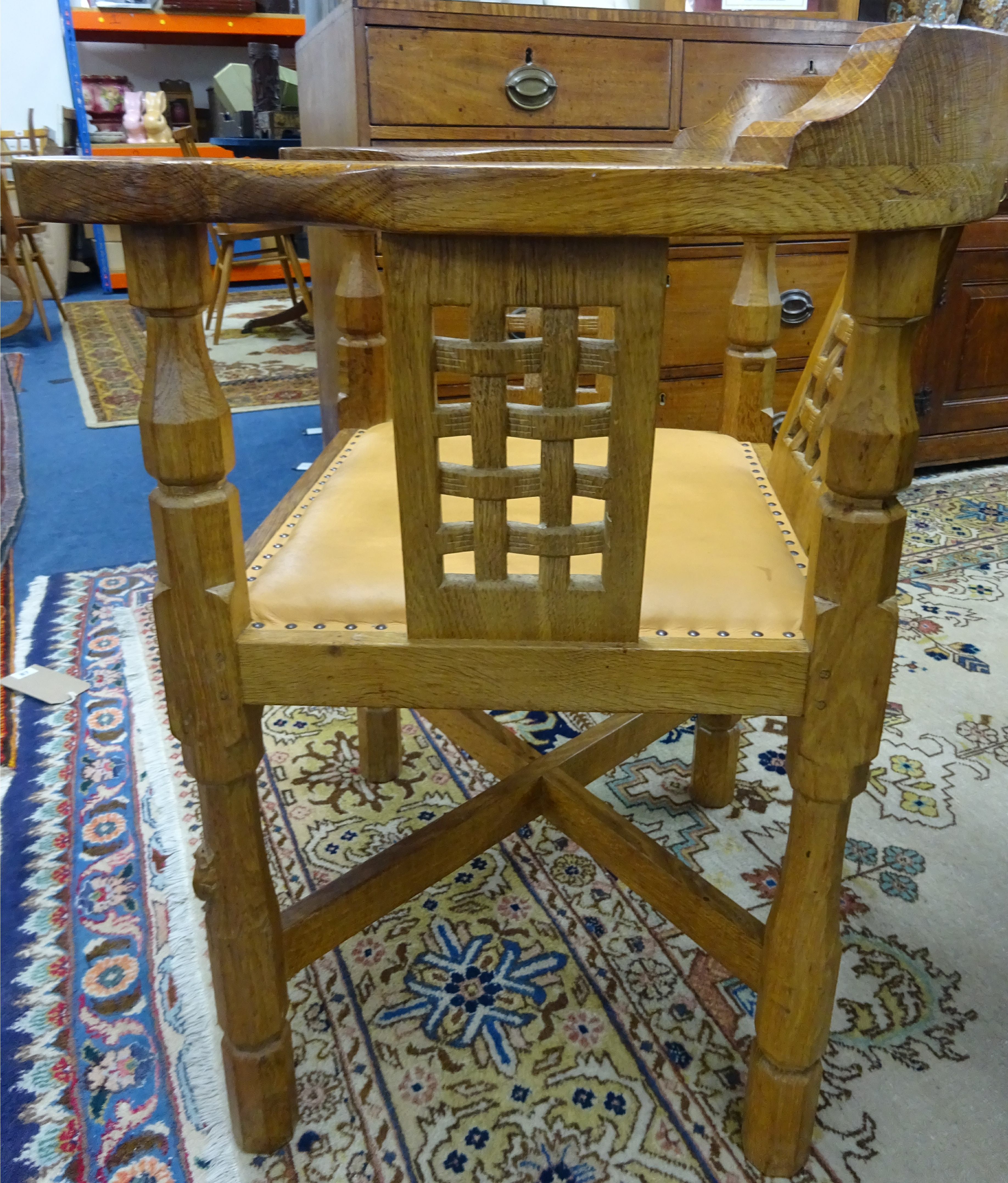 Robert 'Mouseman' Thompson of Leyburn, an oak Monks chair. - Image 4 of 7