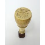 Interesting board of ordnance ivory seal, The seal marked 49 store,1841. (In 1841 Francis Bonham was