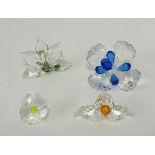 Swarovski Crystal, small collection of ornaments including African orchid, wild flower, peacock