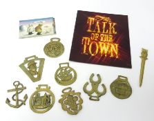 A collection of various general stamps and covers, some horse brasses, theatre programme 'Talk of