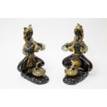 A pair of large Murano glass sculptures of snake charmers, one signed by Mario Badioli (born