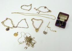 A collection various 9ct and other yellow part necklaces and jewellery approx. 43.50g, together with