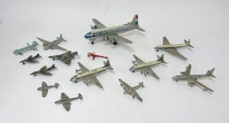 German DBP tin plate aircraft, by Arnold Toys, together with Dinky Toys diecast aeroplane etc.