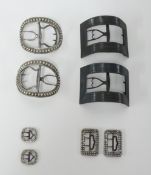 Four pairs of Georgian shoe buckles, (two silver two steel)