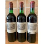 Three bottles Chateau Laffite Rothschild Classed Pauillac, 1976 (2) and 1971 (3).