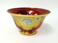 Gritti Venetian glass bowl, with gilt and floral decoration, 24cm diameter.