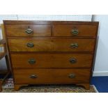 A Georgian mahogany chest fitted with five drawers on bracket feet, width 106cm.