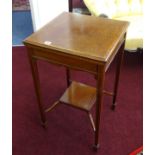 An Edwardian mahogany inlaid square occasional table, width 46cm.