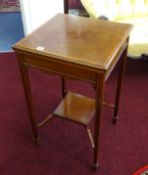 An Edwardian mahogany inlaid square occasional table, width 46cm.