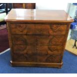 A 19th century continental walnut chest fitted with four long drawers, width 79cm, height 74cm.
