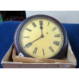 A Victorian dial clock, diameter 40cm (faults) together with a some longcase clock movements,
