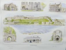 Andrew Stock, limited edition print No 113/250, The Royal Citadel, Plymouth, 1997.