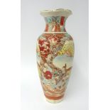An early 20th century Japanese satsuma earthenware vase, height 48cm.