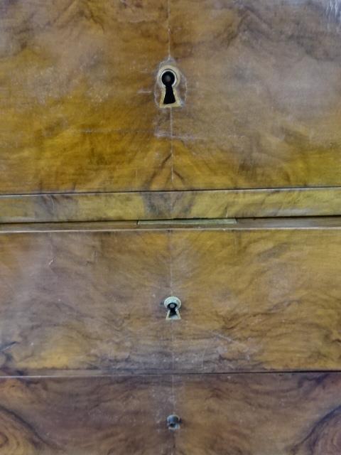 A 19th century continental walnut chest fitted with four long drawers, width 79cm, height 74cm. - Image 7 of 8