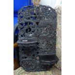 Chinese carved hardwood shelves, height 53cm.