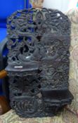 Chinese carved hardwood shelves, height 53cm.