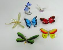 Swarovski Crystal, Five magnetic butterfly's and dragonfly, butterfly even piece 2013 and