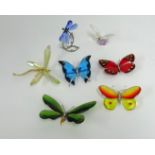 Swarovski Crystal, Five magnetic butterfly's and dragonfly, butterfly even piece 2013 and