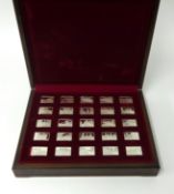 A set of 25 silver ingots, titled 'Elizabeth Our Queen', in fitted cabinet, minted for William L