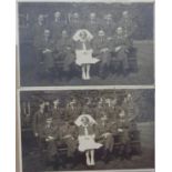 A collection of WWII photographs maps documents and menu holders including Eric Cooper I.D card,
