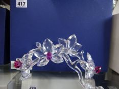 Swarovski Crystal, Orchids on a vine, boxed (possibly damage to one of the vines?).