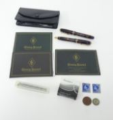 Conway Stewart Dinkie fountain pen 18ct gold nib and ballpoint pen in Dinkie case Inc. refills etc.,