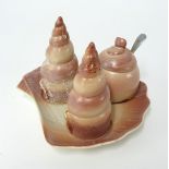 A Carlton Ware shell cruet set.