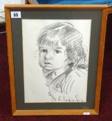 Robert Lenkiewicz (1941-2002) pencil portrait sketch, circa 1970, signed, framed and glazed, 32cm