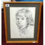 Robert Lenkiewicz (1941-2002) pencil portrait sketch, circa 1970, signed, framed and glazed, 32cm